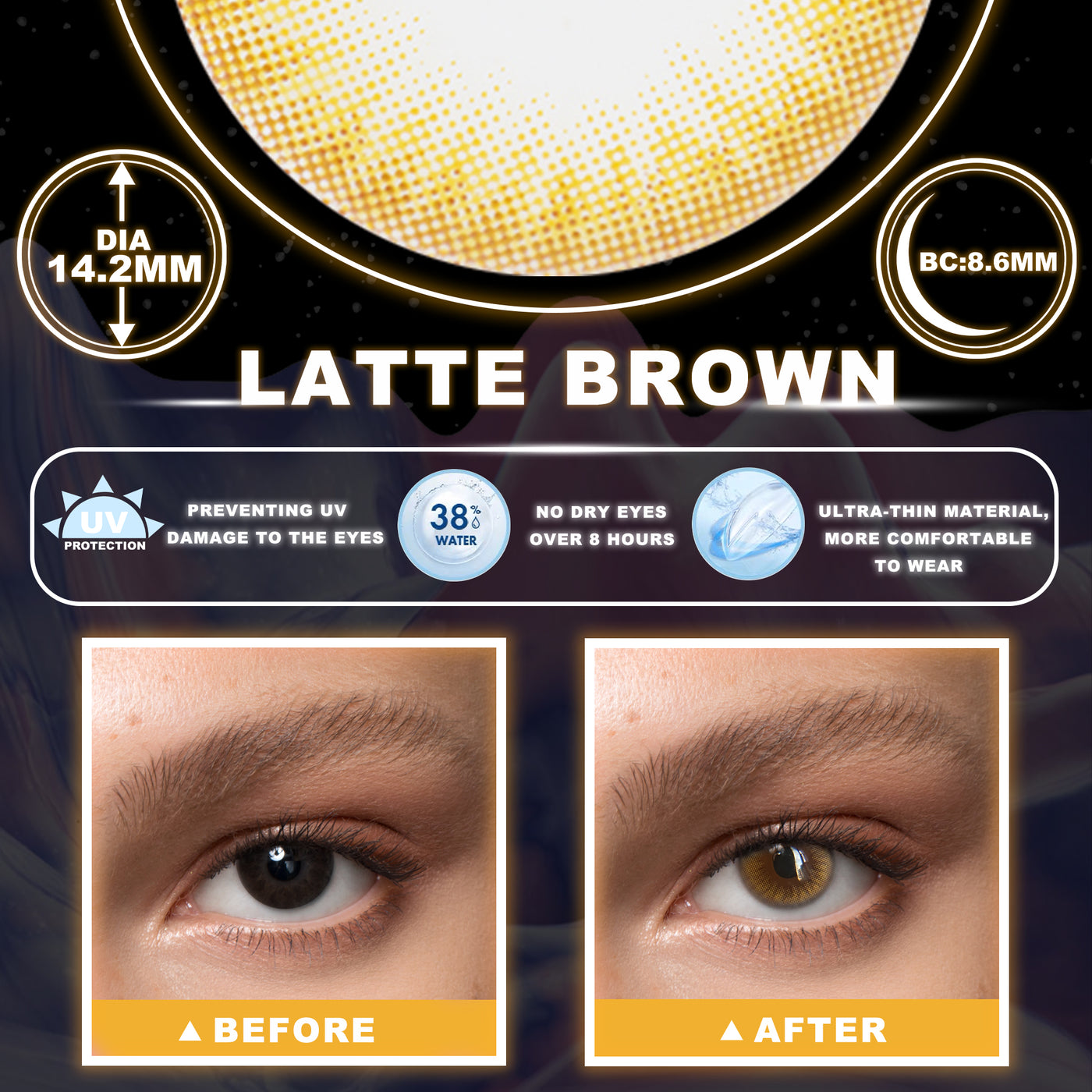 2Dadoll Latte Brown Colored Contact Lenses(1 pair)